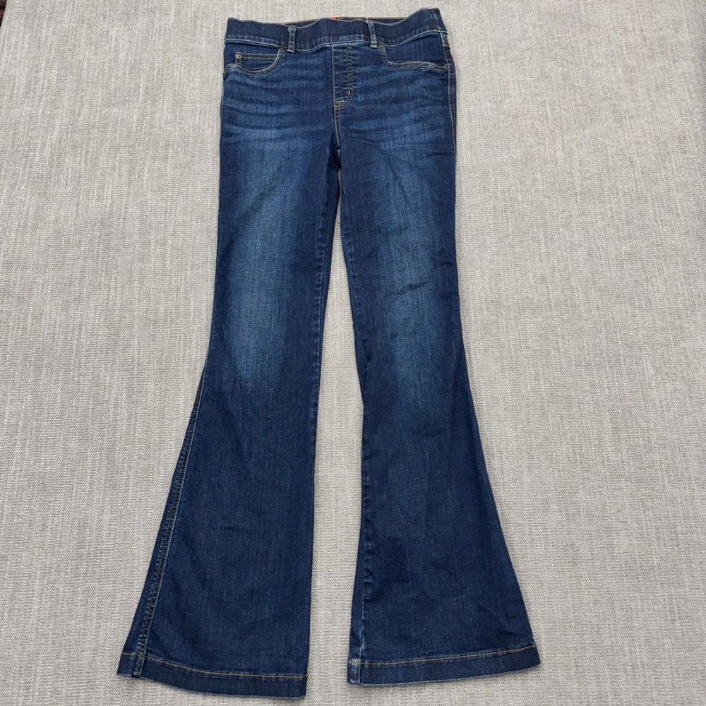 Spanx Womens M 8 10 Flare Jeans Dark Wash Pull On Tummy Control 20327Q
